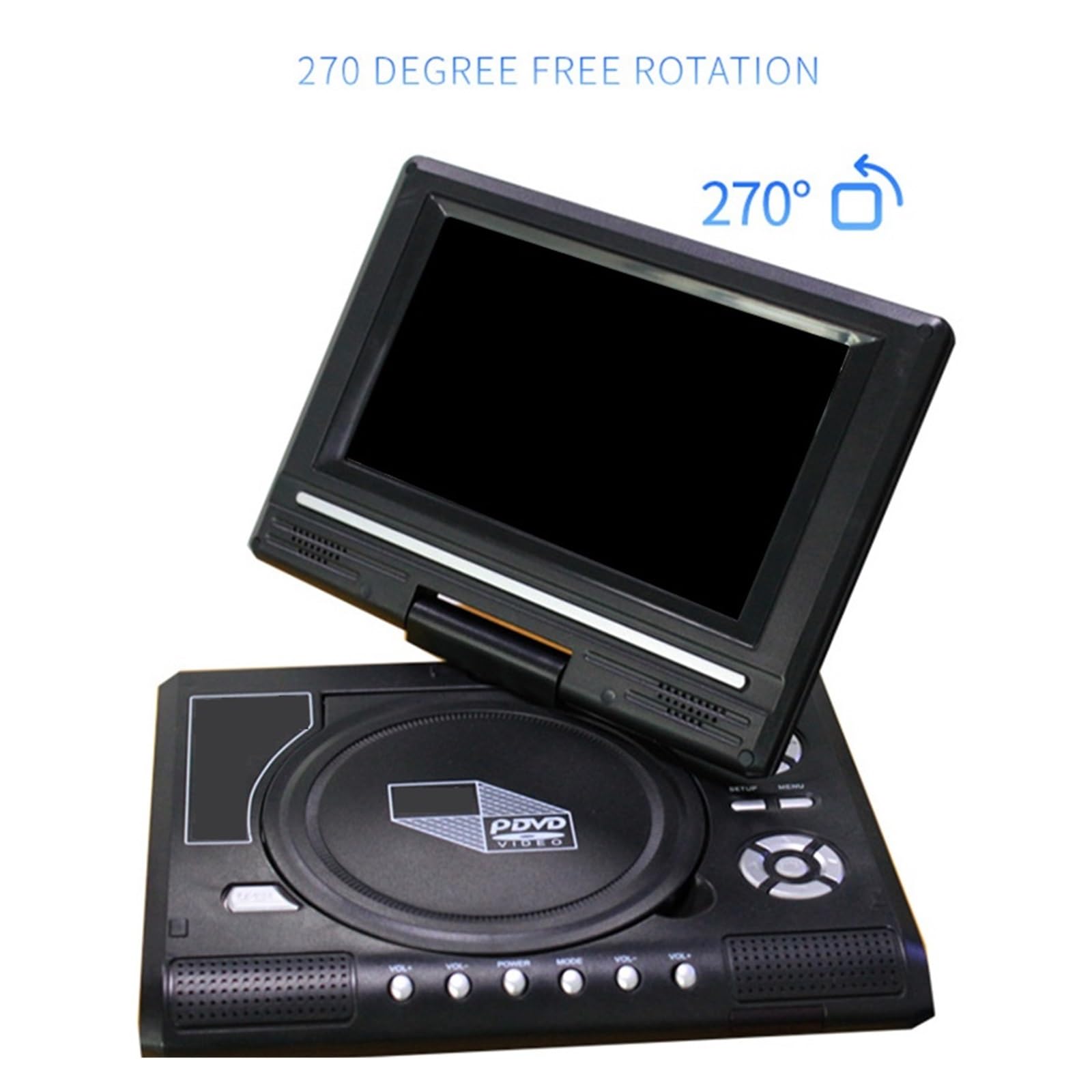 Lecteur DVD 7 Lecteurs CD 8 Pouces Écran De Rotation De 270 Degrés avec Télécommande Dispositif D'autoradio De Voyage À Domicile Compact Facile à Utiliser