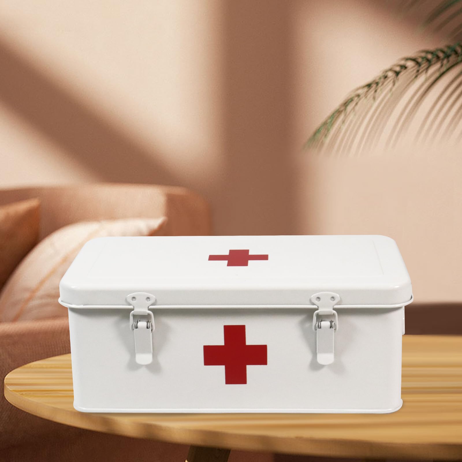 Cassetta di pronto soccorso, kit di primo soccorso, kit di primo soccorso vuoto con serratura di sicurezza e maniglie portatili, scatola per medicine con croce rossa, contenitore in metallo per