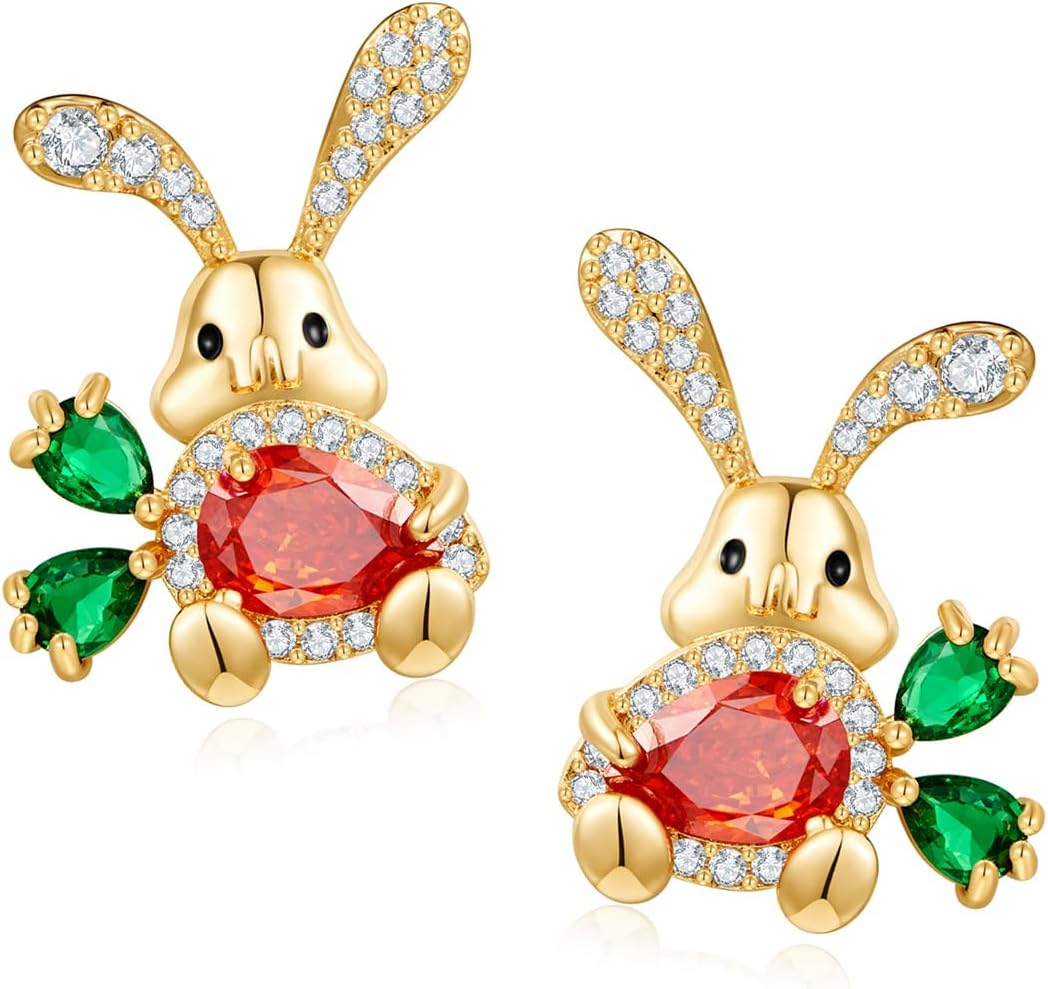 Easter Earrings Rabbit Bunny Carrot Stud Earrings Funny Earring