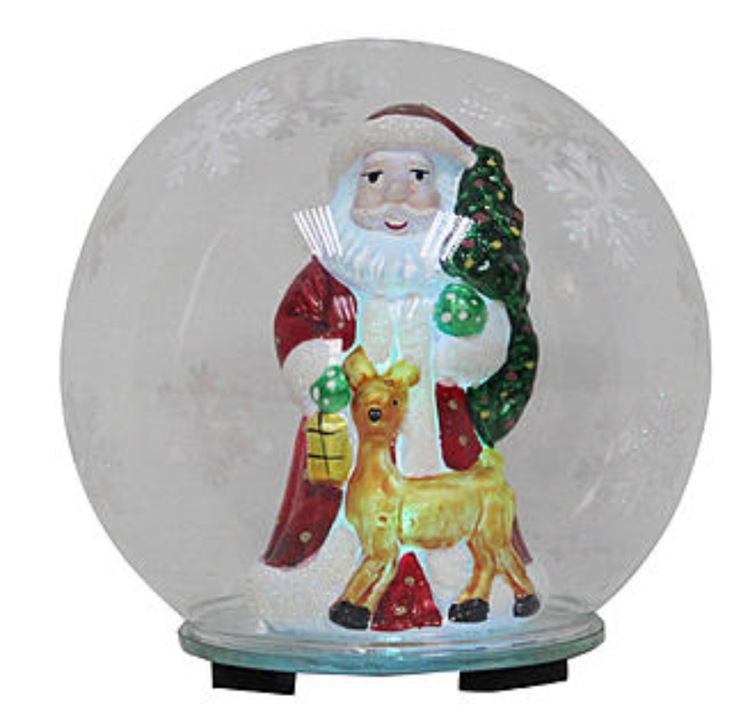 Light Up Christmas Ornament - Glass Globe Ornament with Lighted SANTA Inside - LED Glass Ornaments