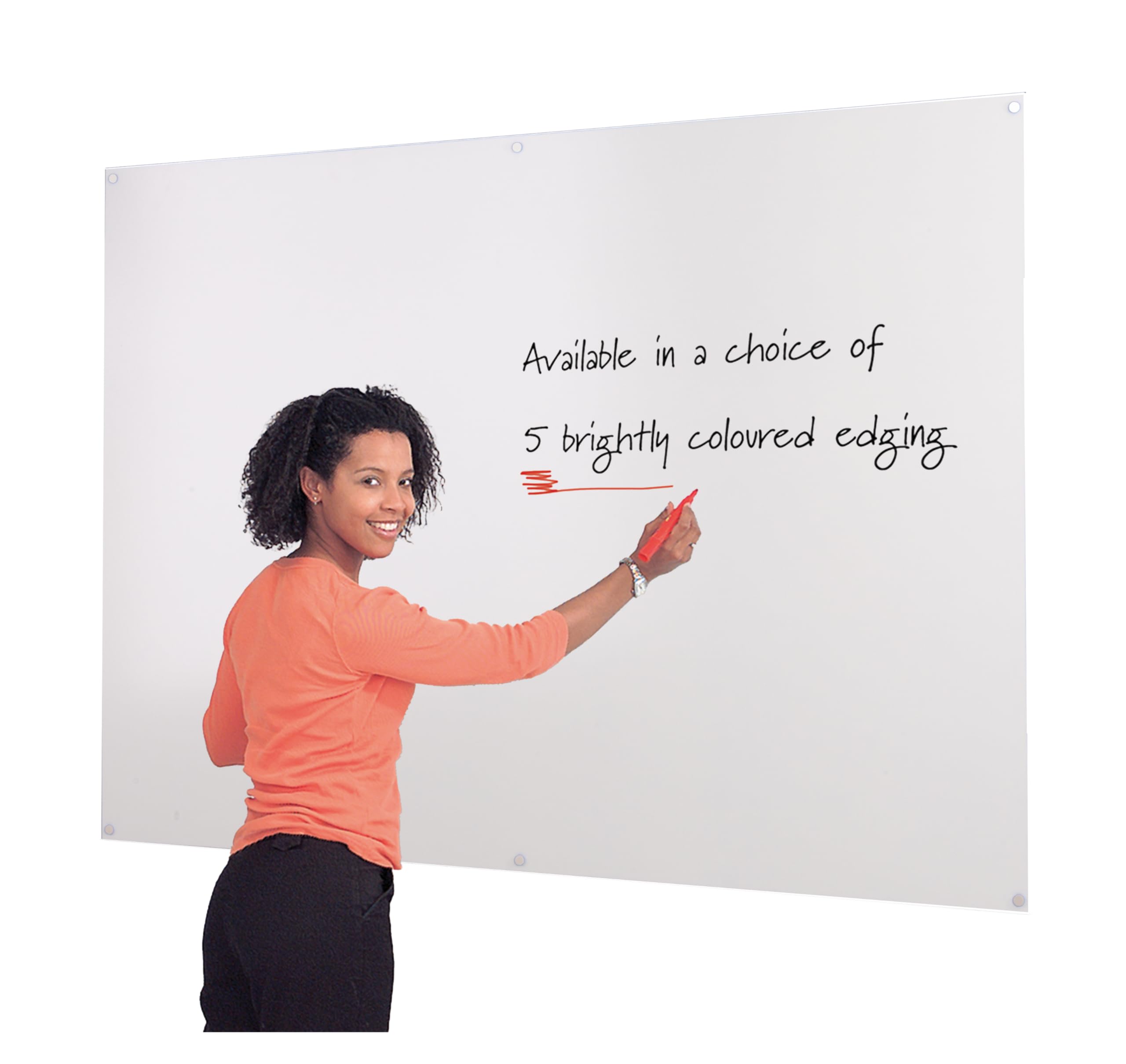 Wonderwall Frameless Large Whiteboard | Double-Sided Dry-Wipe Surface 150 x 120cm with Contoured Coloured Edging| 6 Colours Available Including (White Trim) - for Schools, Offices & Industry