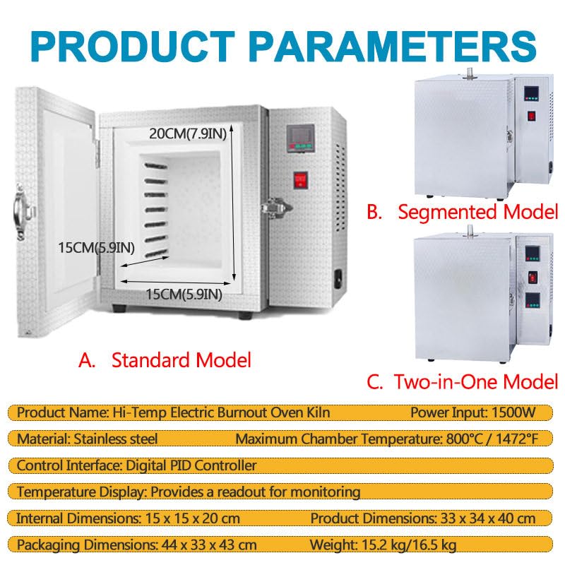 Horno EléCtrico CeráMica FundicióN Joyas, Horno Molde Yeso, 1500w con Control Pid, FusióN Cera Y Metales, para Laboratorios Y Talleres DoméSticos C.Two-in-OneModel