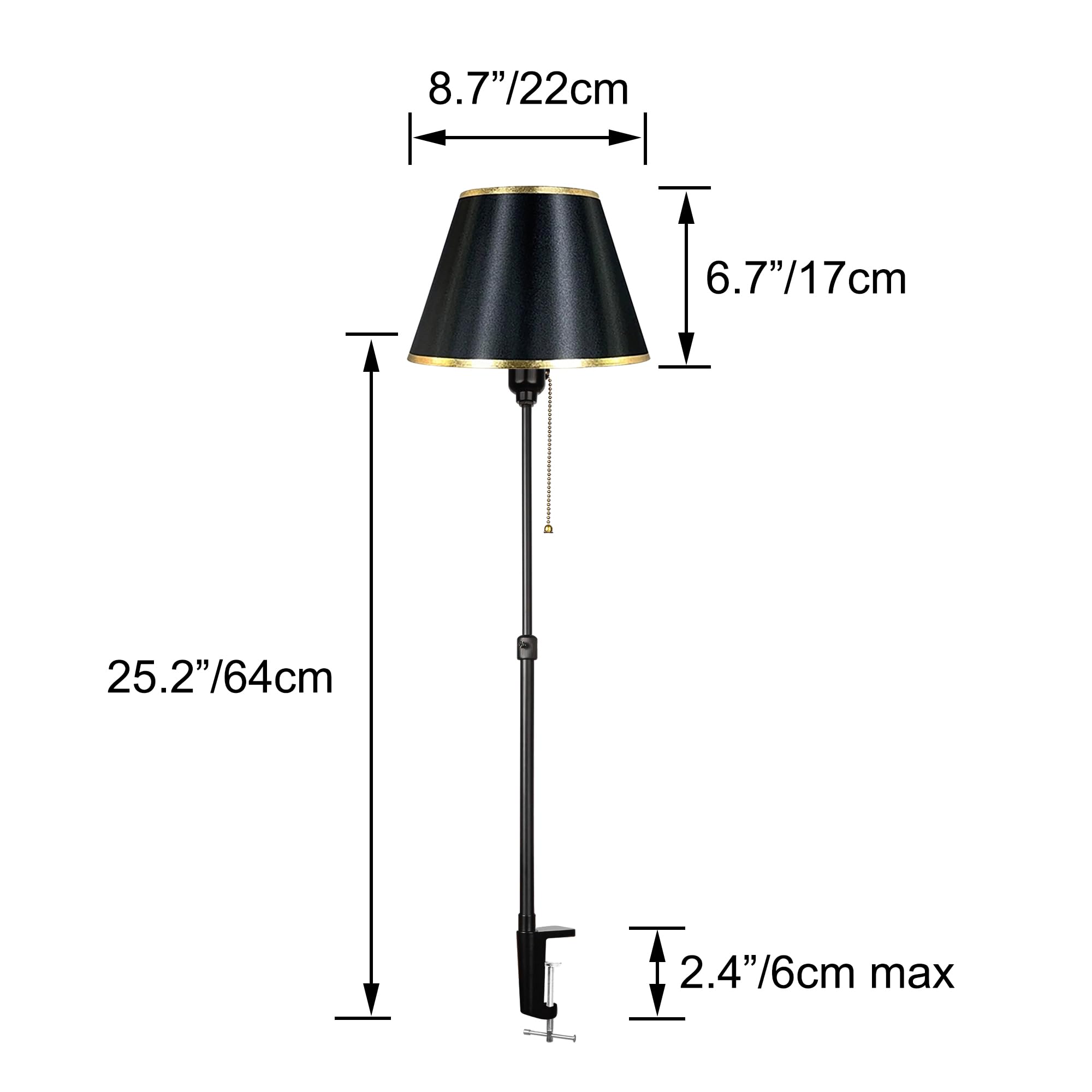 Modern Klemmleuchte,1 Packung Leselampe mit 2,5 m Kabel, Dimmbar schwarze Nachttischlampe,Augenpflege Schreibtischlampe für Heimgebrauch Büro, E27 Lampenhalterung -DZTD0642