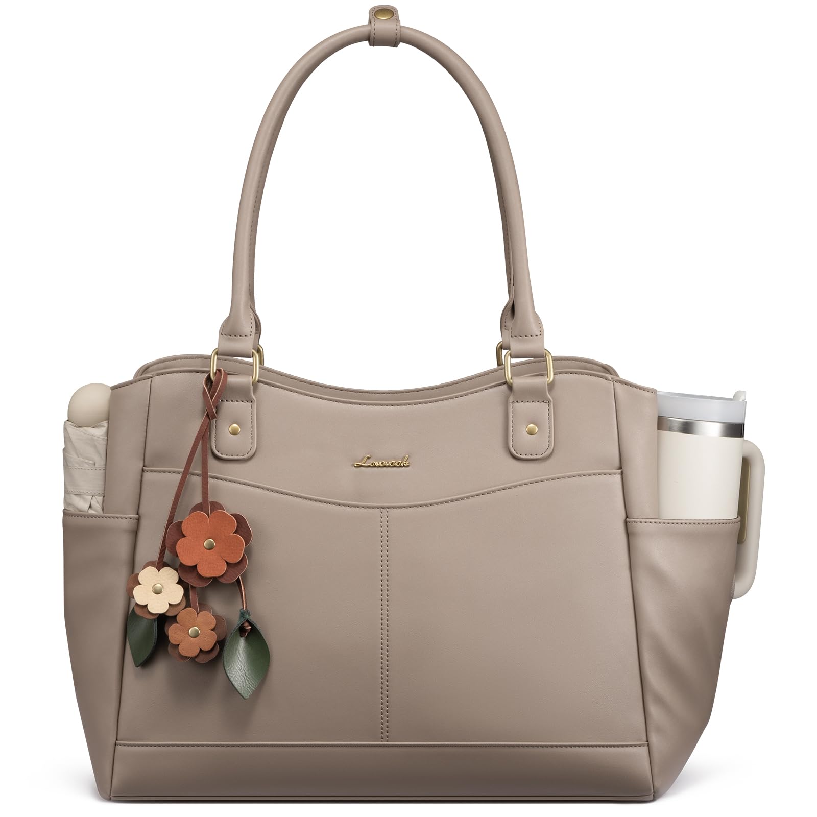 LOVEVOOK Laptop Bag for Women, Vintage Work Tote, Teacher Bag with Pendant
