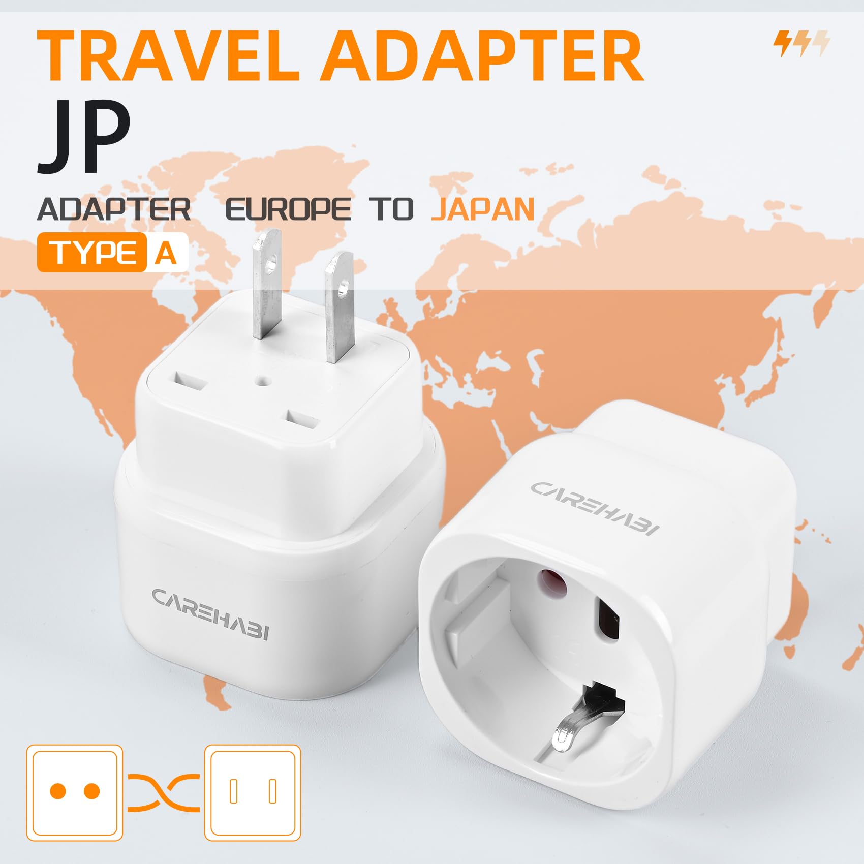 Zestaw 2 adapterów podróżnych do Japonii reduktor kanadyjski wtyk, wtyczka zagraniczna typu A, złącze amerykańskie, adapter wtyczki UE do Japonii, Chiny, Stany Zjednoczone, Kanada, Meksyk, Panama