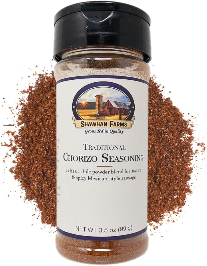 Traditional Chorizo Seasoning - Non-GMO - Naturally Gluten Free - Great for Mild Sausage Seasoning - 3.5 Ounce Bottle