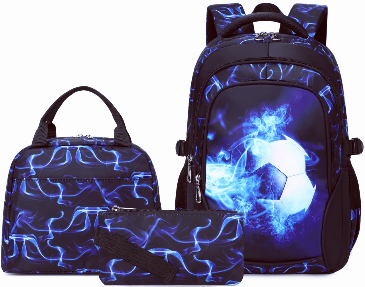 Mochila Chico Escolar Conjunto Niños de Libros Elemental Medio Adolescente Gran Impermeable Bolso de Almuerzo 18 Pulgadas 3 Pcs Boys Bolso