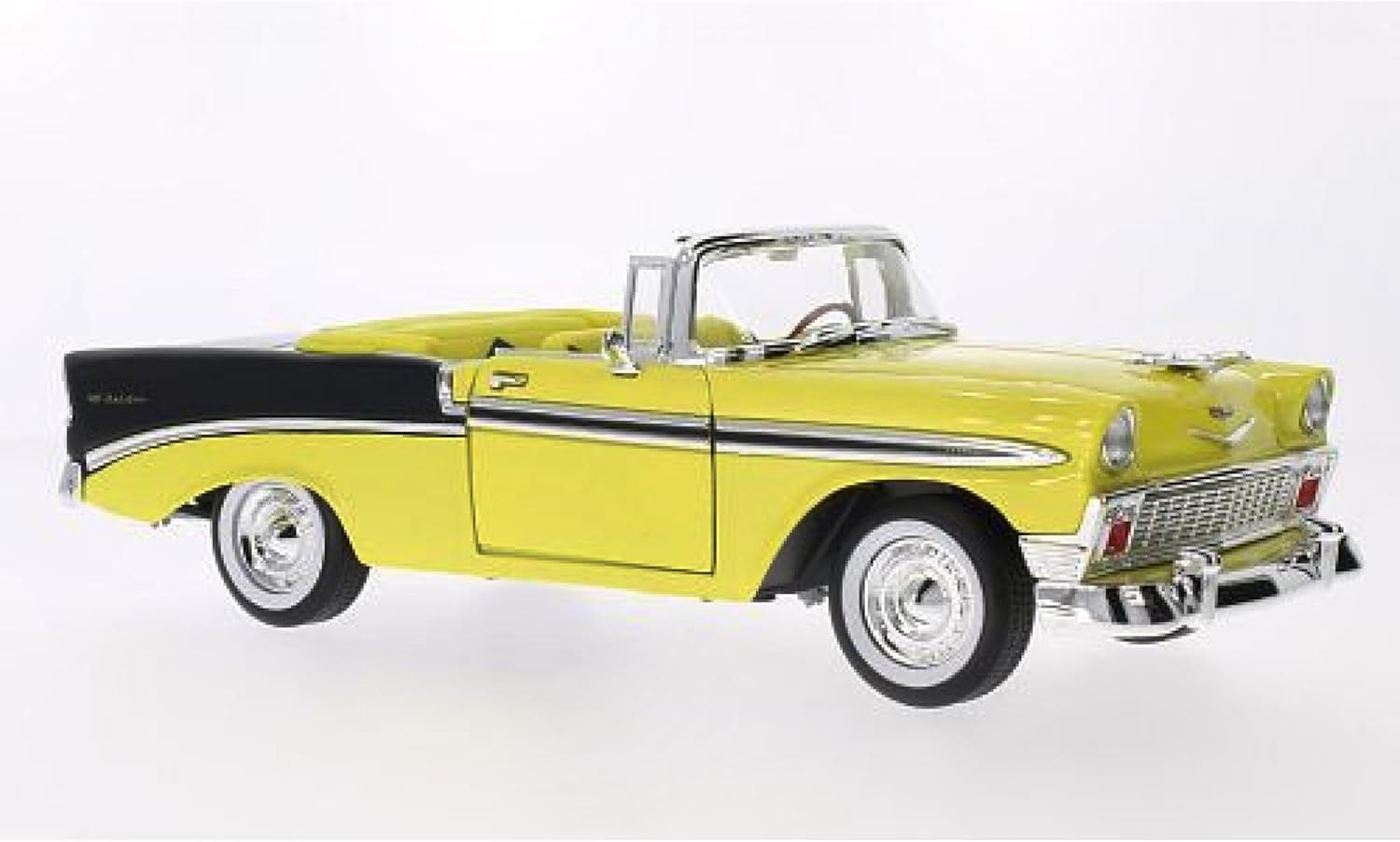 1956 Convertible Yellow/Black 1/18 Diecast Car Model by Road Signature 92128Y/BK