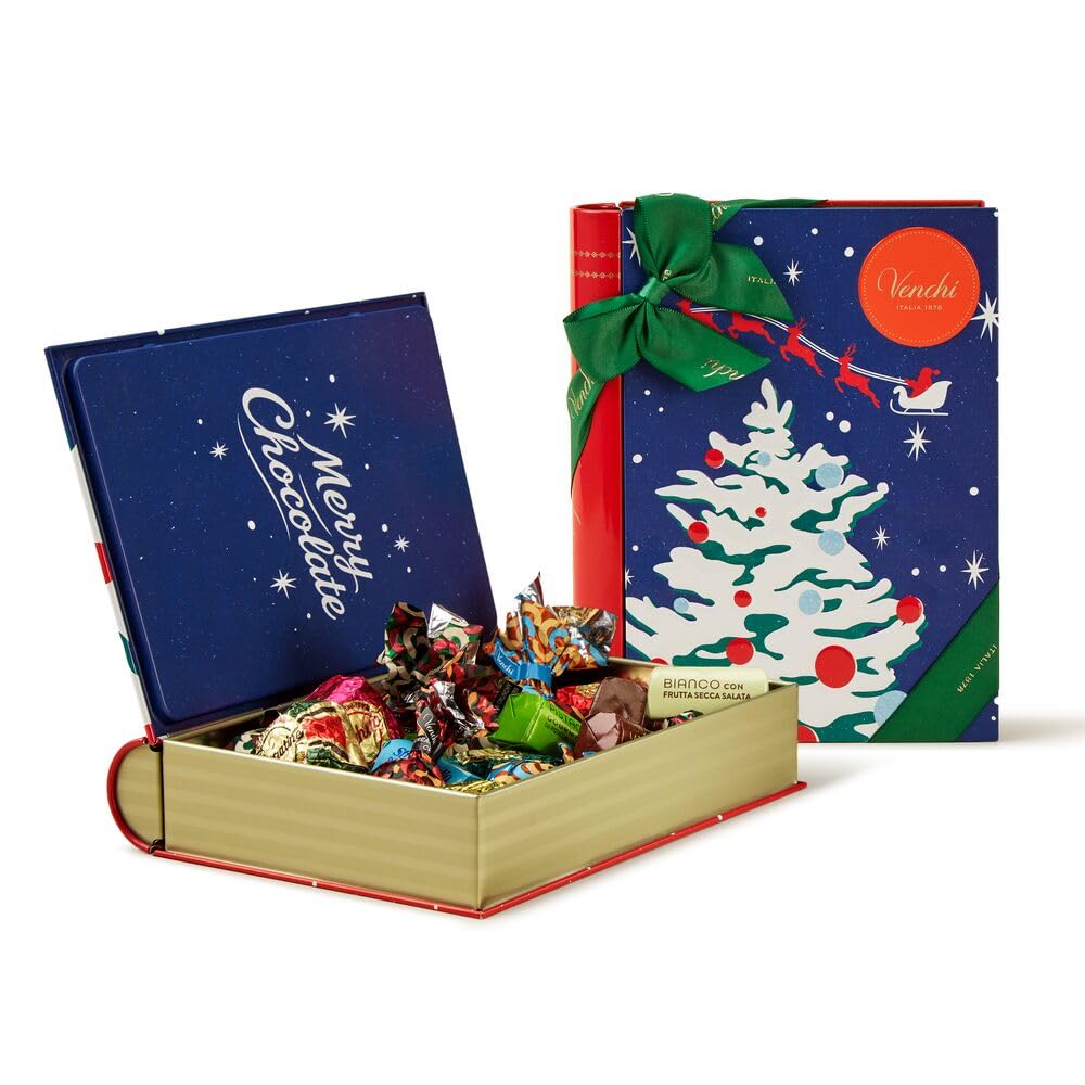 Venchi, Maxi Libro en Lata Navidad, 22 Bombones, Sin Gluten, 329 g