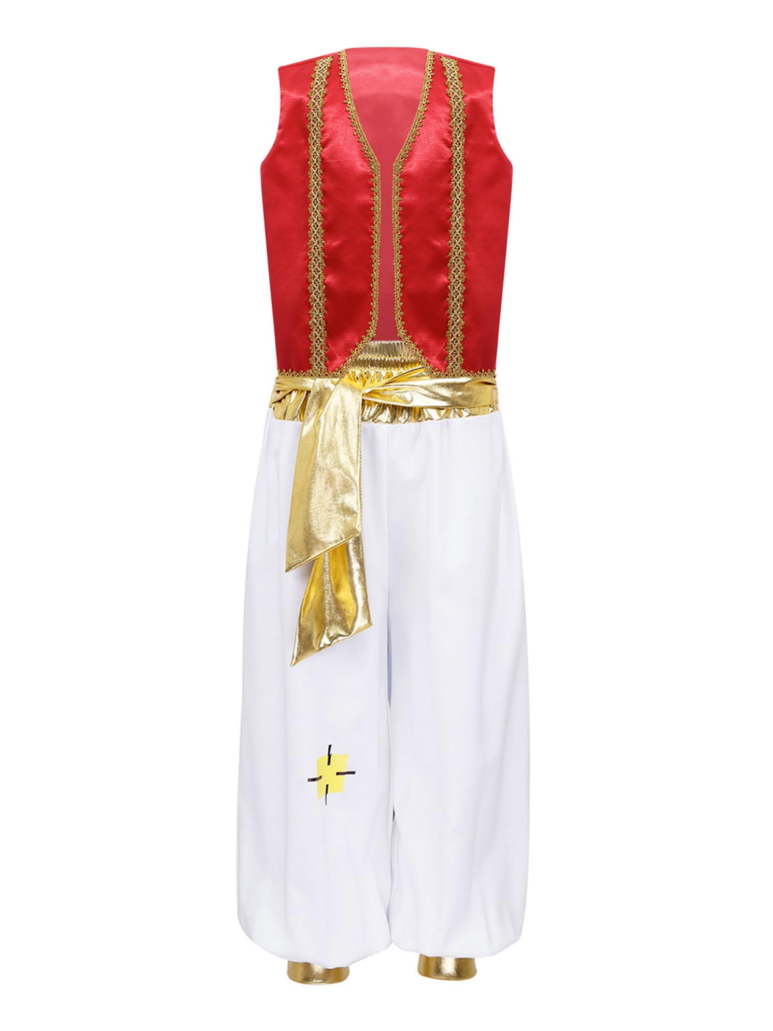 Yihuimin Arabian Prince Street Dance Suits for Boys Silky Waistcoat with Harem Pants Burgundy 13-14 Years