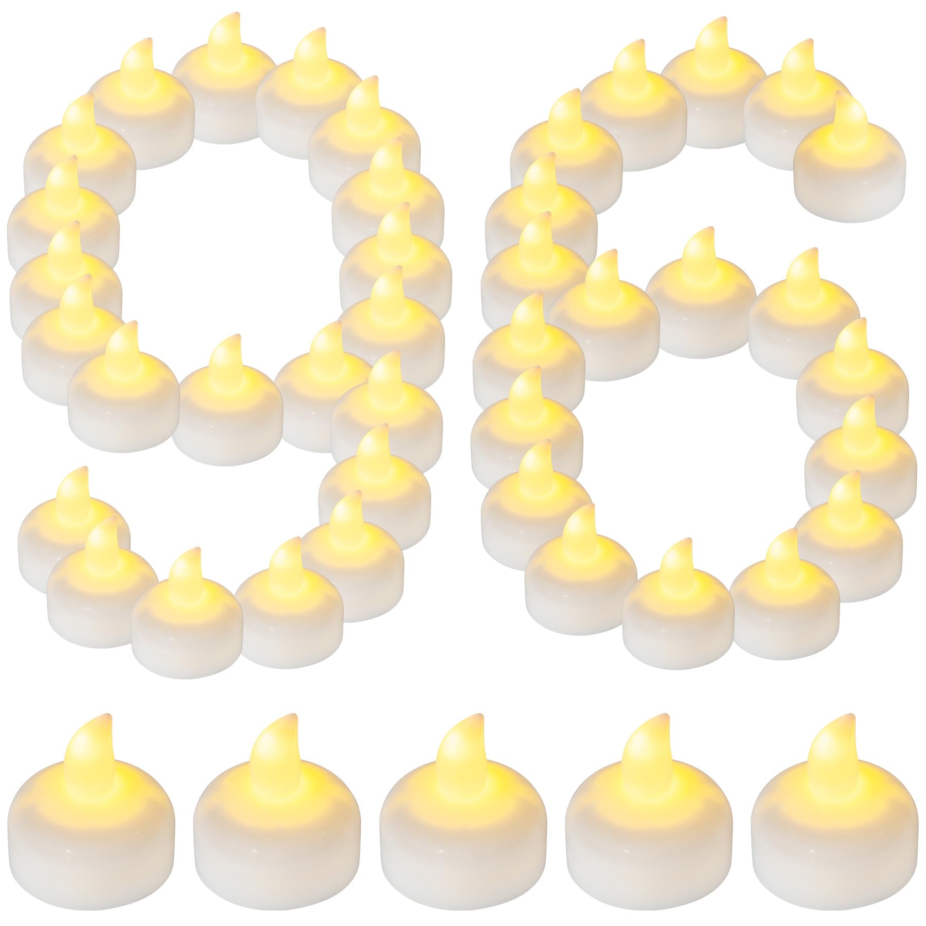 96er Pack flammenlose Outdoor LED Schwimmkerzen für Hochzeit-Deko | Wasserdichte Batterie-Teelichter, warmweiß flackernd & wasseraktiviert für außen, Vase, Teich, Spa, Hotel & Großevents