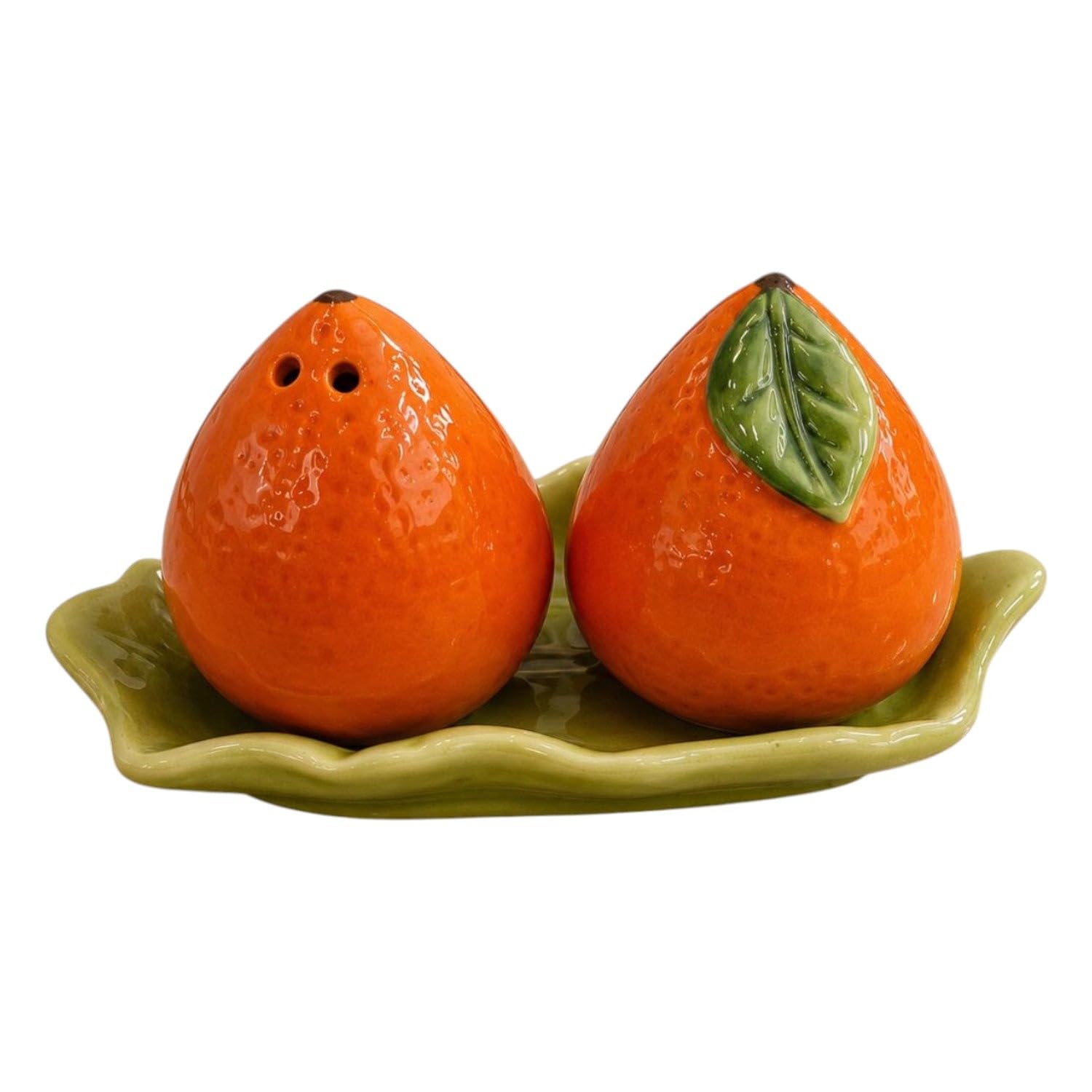 Kookee Ceramic Salt and Pepper Shaker Set with Tray for Dining Table, Orange (12369) — Amazon image 6