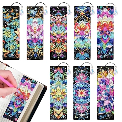 XIAOGUA 8 Unité Diamond Painting Enfant Motif Lotus Activite Manuelle Adulte Activite Manuelle Fille 10 Ans pour Scolaire Anniversaires Noël Fête des...