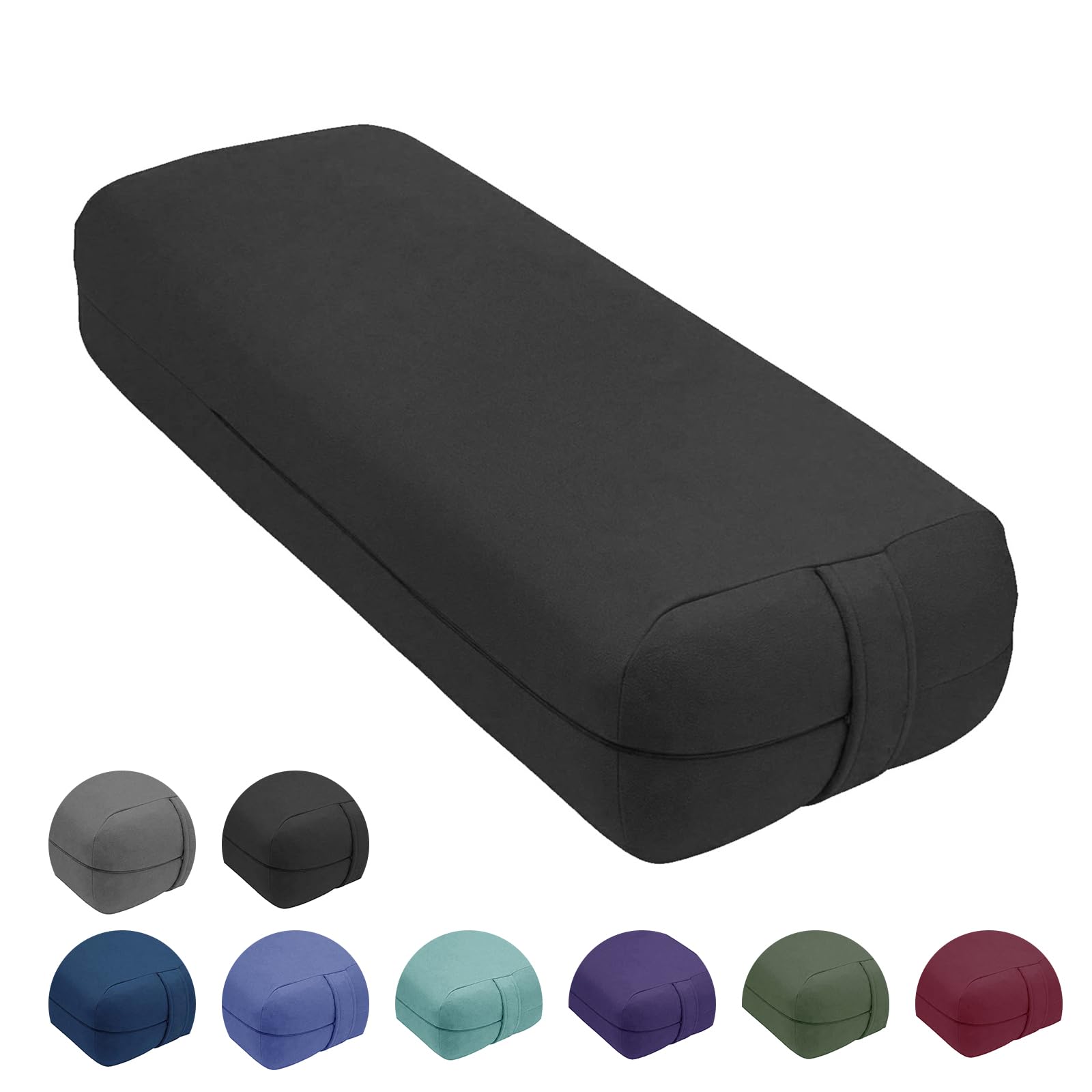 Almohada de Almohadilla de Yoga, Almohada de Soporte de Yoga versátil para Yoga y meditación restaurativa 100% Almohada de algodón Black Rectangle