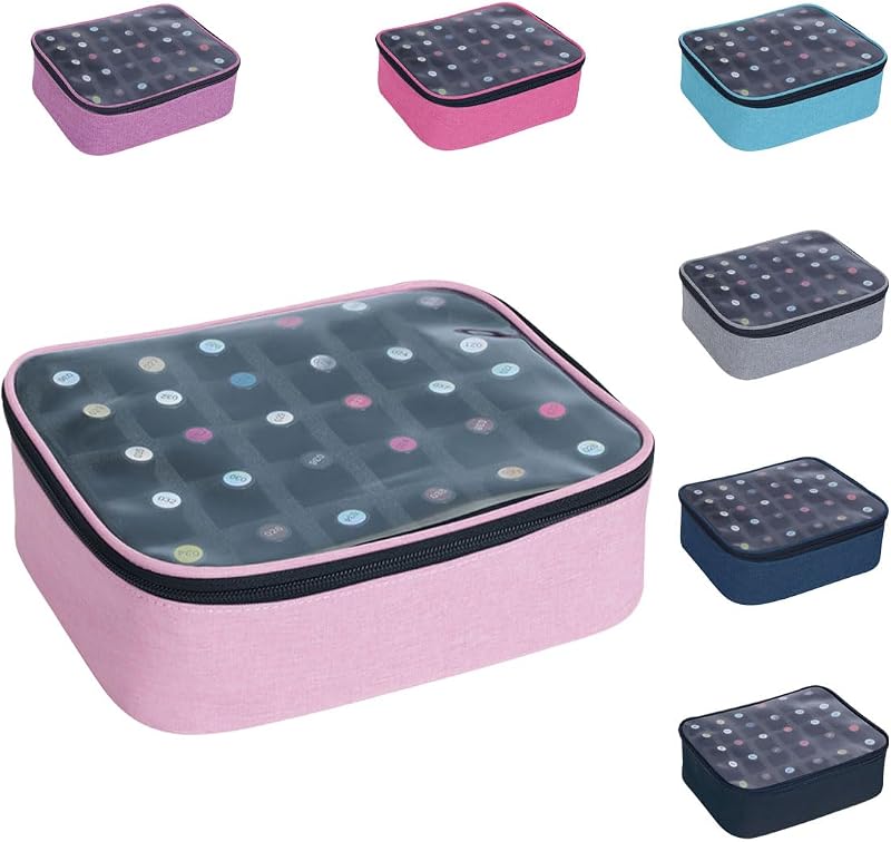 Estojo organizador rosa para esmaltes UOZL, com tampa transparente e divisórias removíveis, para 30 frascos