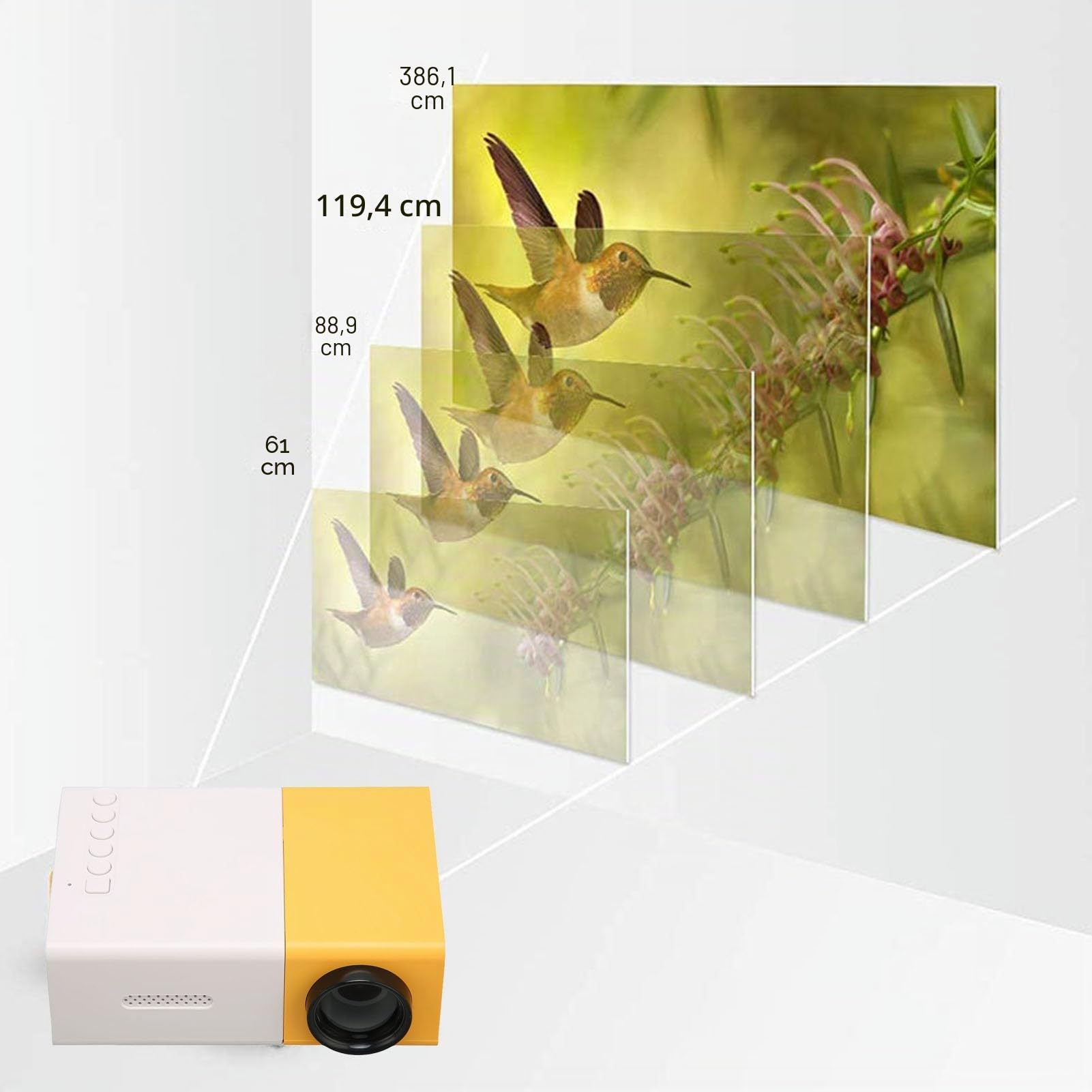 Mini Proiettore, Videoproiettore FHD 1080P, Proiettore Cinematografico Portatile per IOS, Android, Windows, Proiettore Intelligente Compatibile con HDMI,USB,AV e (Spina
