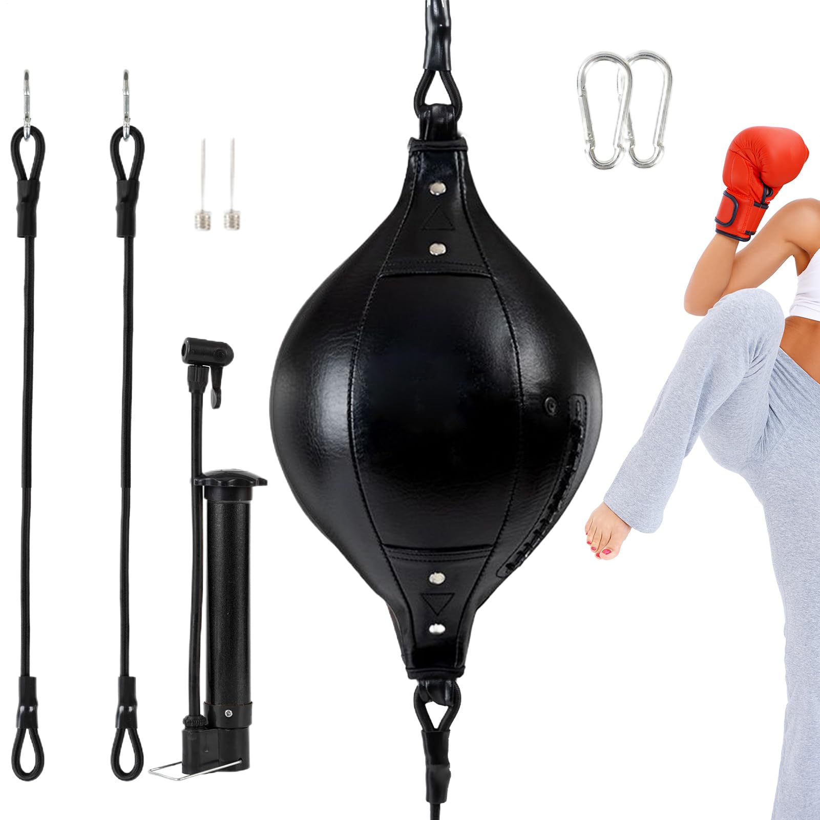 Double End Bag Boxe – Palla da boxe elastica in pelle PU, doppia palla per fitness, coordinazione, allenamento, allenamento