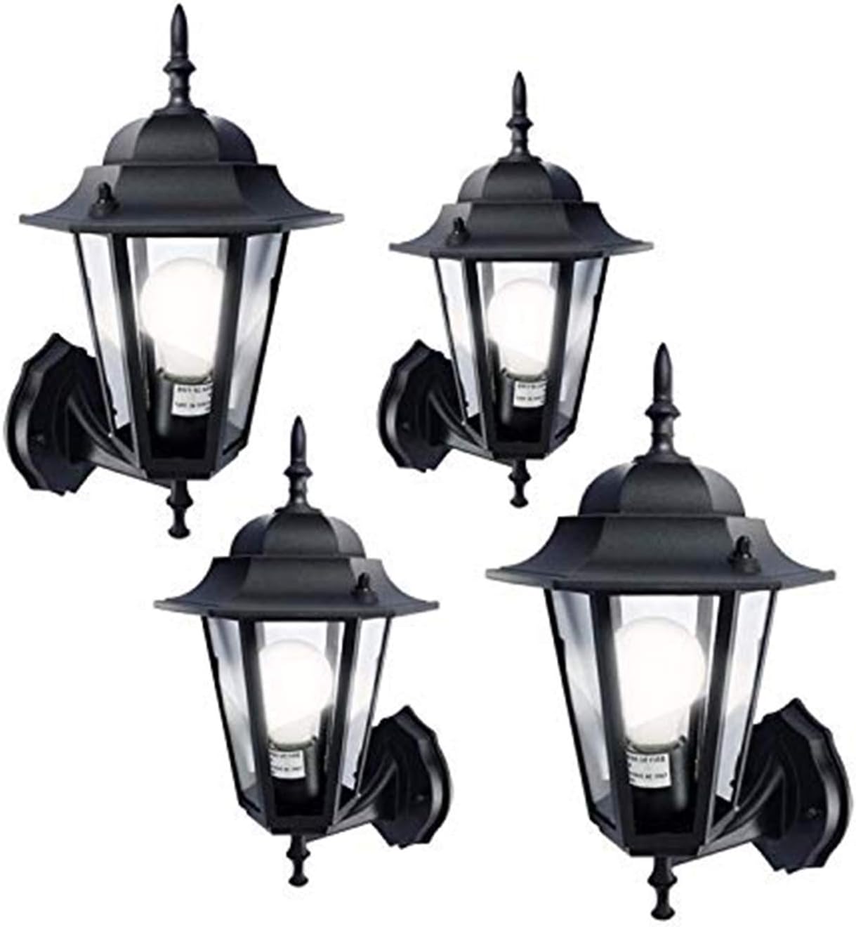 eTopLighting [4Pack] Matte Black Aluminum Exterior Outdoor Wall Lantern for Porches, Entrances, Garages, Patios, APL2238