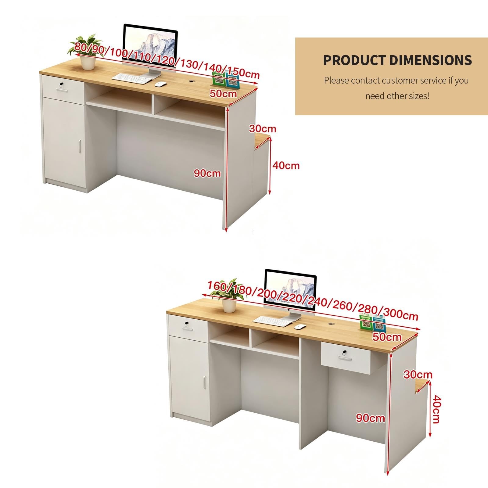 Banco Reception Piccolo Bancone Accoglienza LED con Cassetto Armadio