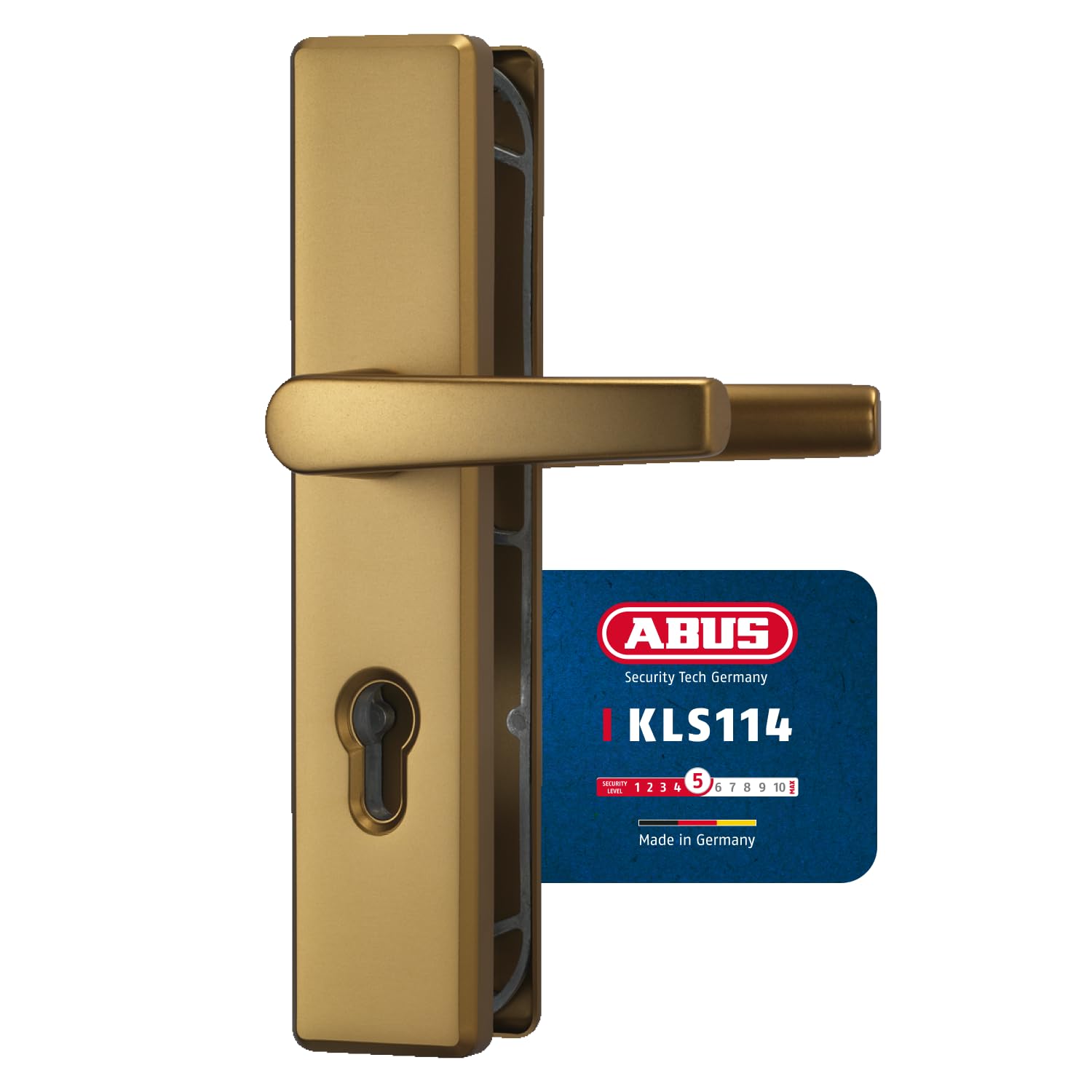 ABUS Türbeschlag KLS114 - für Innentüren und Wohnungstüren - beidseitiger Türgriff - für nach links und rechts öffnende Türen - VdS anerkannt - F4 (Bronze)