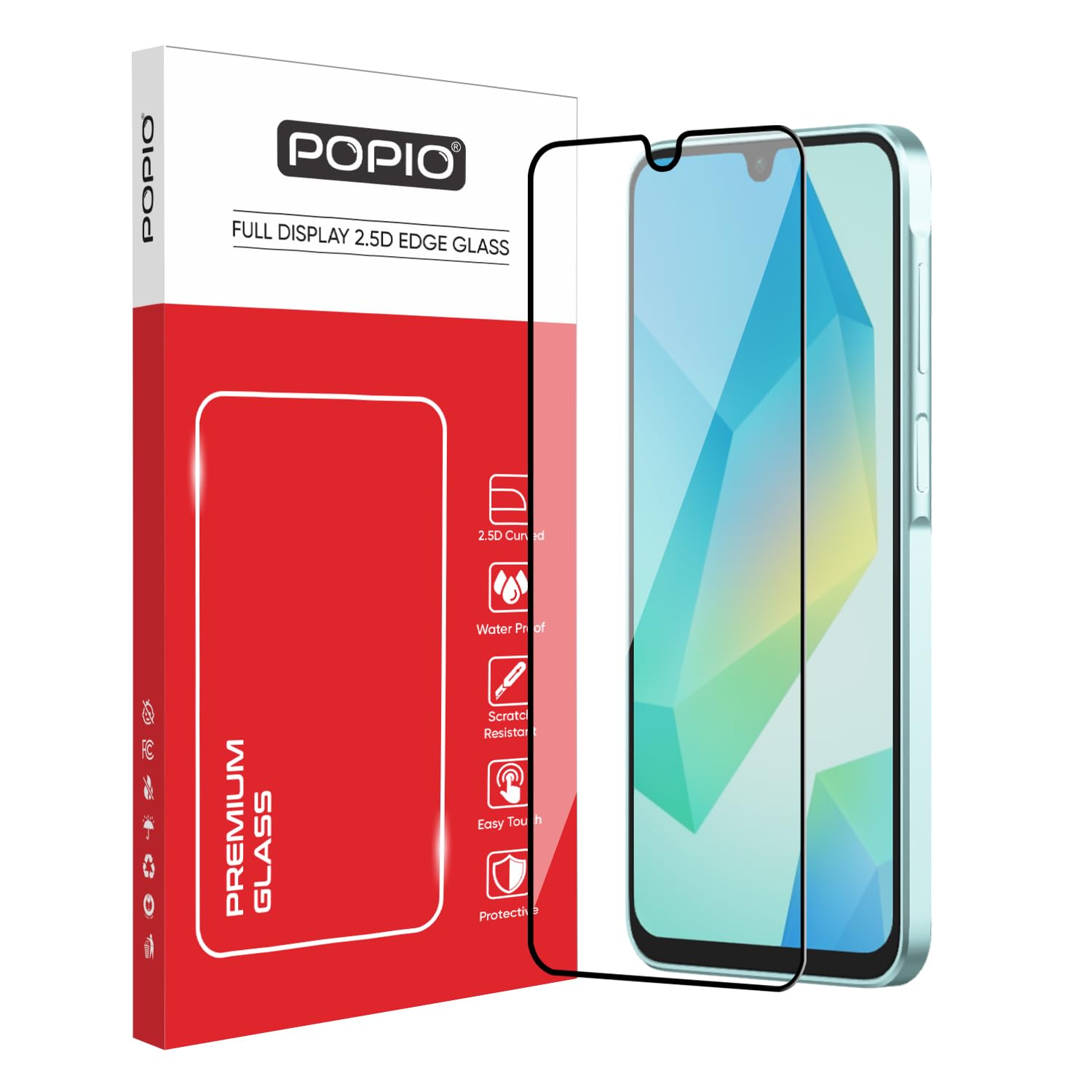 POPIO Military-Grade Gorilla Tempered Glass For Samsung Galaxy A16 / F16 / M16 / A26 / A17 / M17 / F17 (Black), Pack of 1