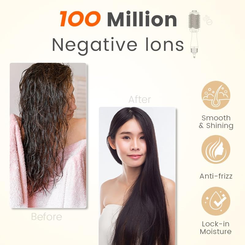 Miniatura 5 de Cepillo secador de pelo en uno, secador de pelo profesional, cepillo de aire caliente 4 en 1, secador de pelo de un solo paso y estilizador