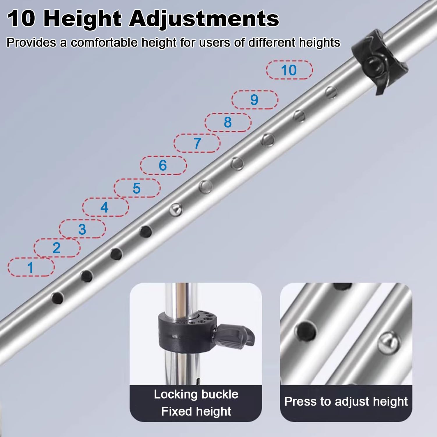 Vierpunkt-Gehstock für Senioren, höhenverstellbarer Gehstock mit großer Basis, Leichter Aluminium-Gehstock mit 4 Spitzen für Stabilität, Belastbarkeit 160 kg (Silber 70)