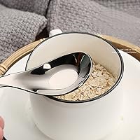 Vista 6 de Cucharas de sopa gruesas y pesadas, cucharadas de acero inoxidable, cuchara de plata china, cucharas asiáticas gruesas de mango largo, 7.1 pulgadas