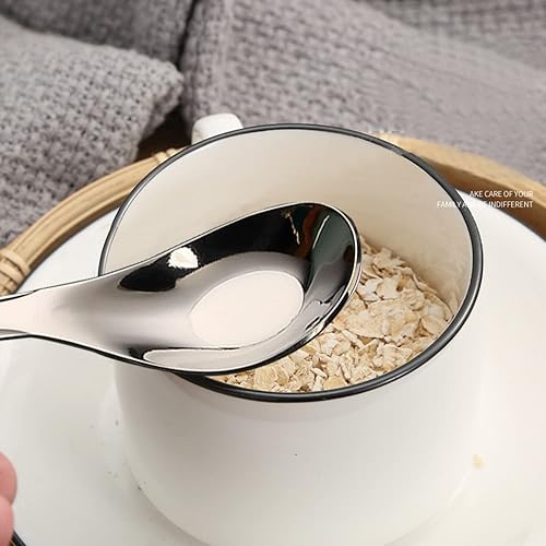 Miniatura 6 de Cucharas de sopa gruesas y pesadas, cucharadas de acero inoxidable, cuchara de plata china, cucharas asiáticas gruesas de mango largo, 7.1 pulgadas,