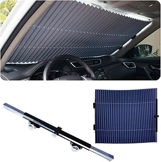 Suvnie Car Retractable Windshield Sun Shade, Folding Large Sun Visor Protector with Suckers, Auto Front Window Sunshade & ...