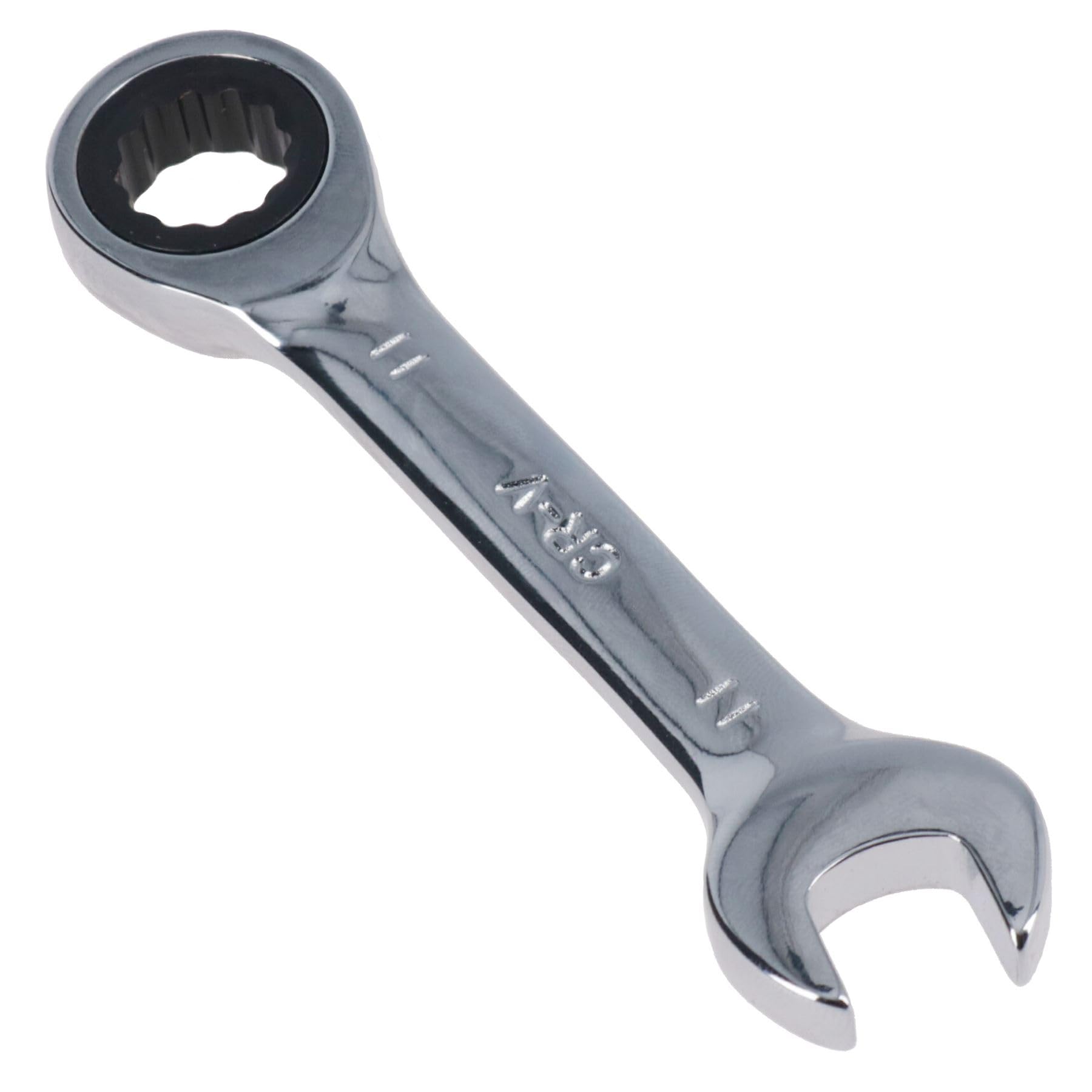 Ab Tools Chrome -Us Pro 11Mm Stubby Ratchet Combination Spanner Metric Wrench 72 Teeth Spn04