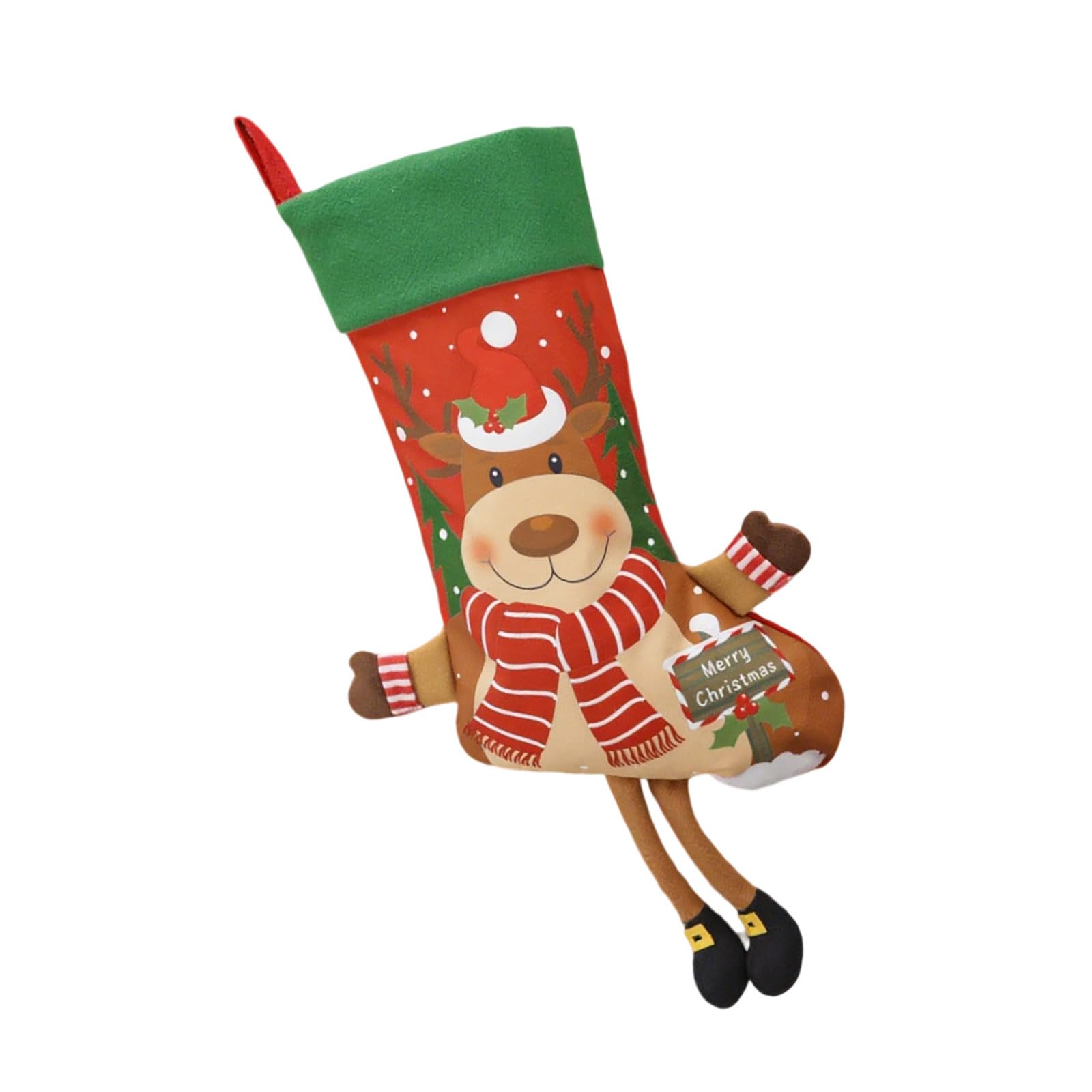 Buxuaaaa Christmas Stocking with Snowman Santa Bells Tree Hanging Candy Bag Holiday Ornament Socks
