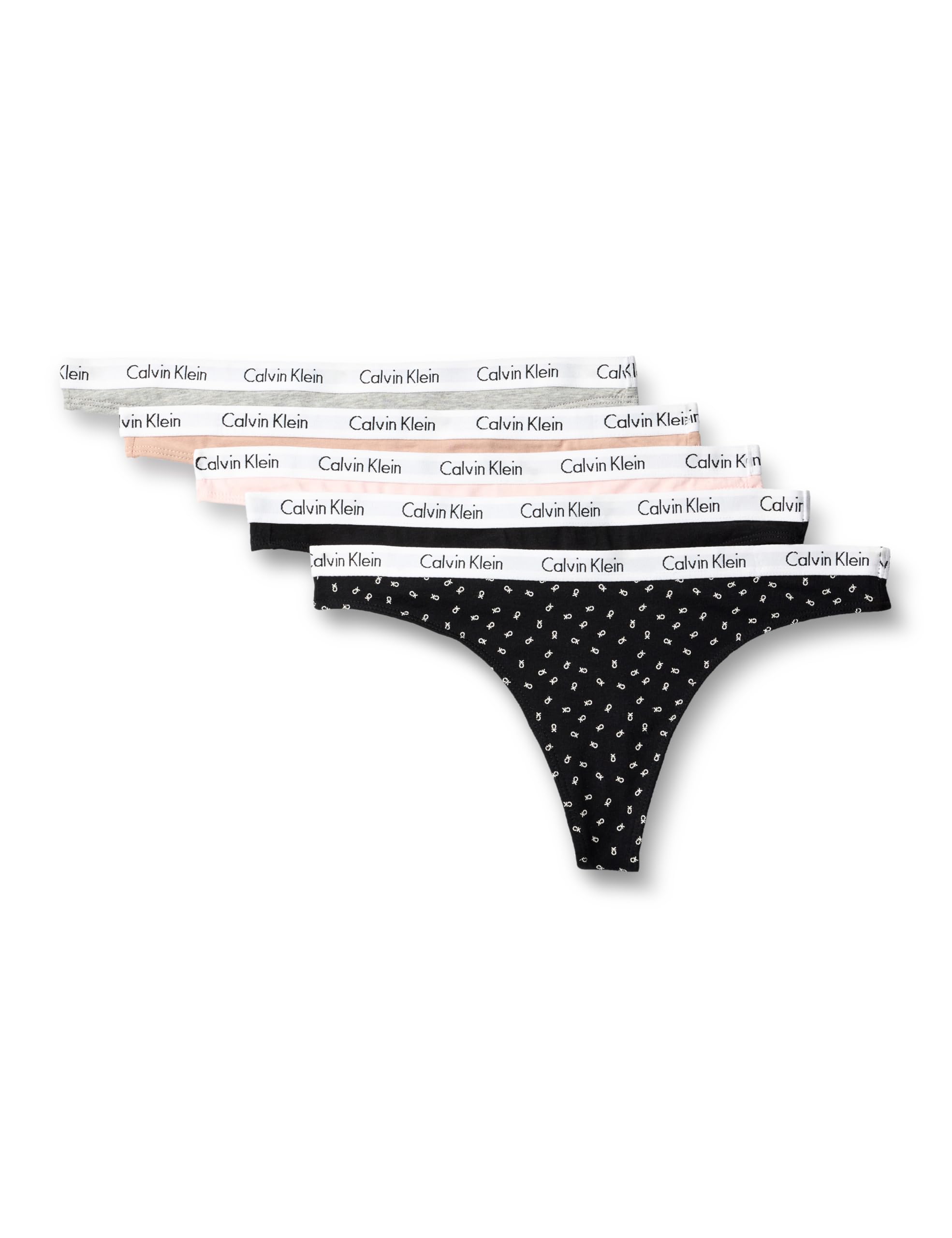 Photo 1 of Calvin Klein Carousel Logo Cotton Stretch Thong Panties, 5 Pack