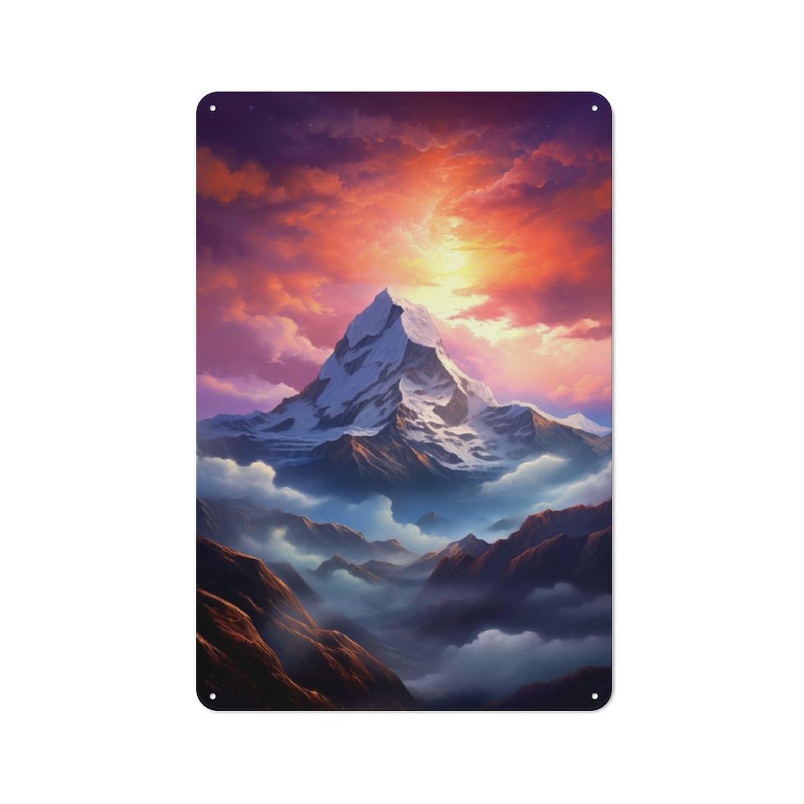 Junmoney Mount Everest Mountain Rustic Metal Plaque 30X20cm For Guest Room Or Hallway, For Home Interiors, Feature Walls And Decorative Displays