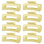 TOCESS Hair Claw Clips for Women - 8PK Large Neutral Matte Square Jumbo Hair Clips for Thick, Thin, Long, Short, Curly Hair Girls, Big Jaw Clip Set for Daily Use (Lemon Yellow)