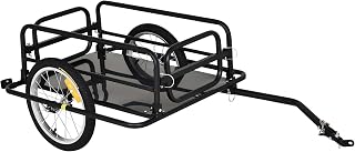 HOMCOM Fahrradanhänger Lastenanhänger 40 kg Schwarz 139 x 71,5 x 49 cm | Für Fahrrad, Transportanhänger, Handwagen, Kupplung, Stahl
