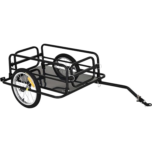 Aosom Bike Trailer Foldable Bicycle Trailer16 Inch Pneumatic Tire Black