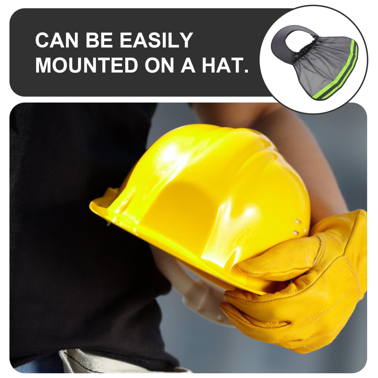 DOITOOL Protector Solar para Casco de Seguridad - ala de Casco Obra con Malla Transpirable y Banda Elástica - Sombrero de Protección Solar para Construcción, Trabajo Exterior y Verano (Gris)