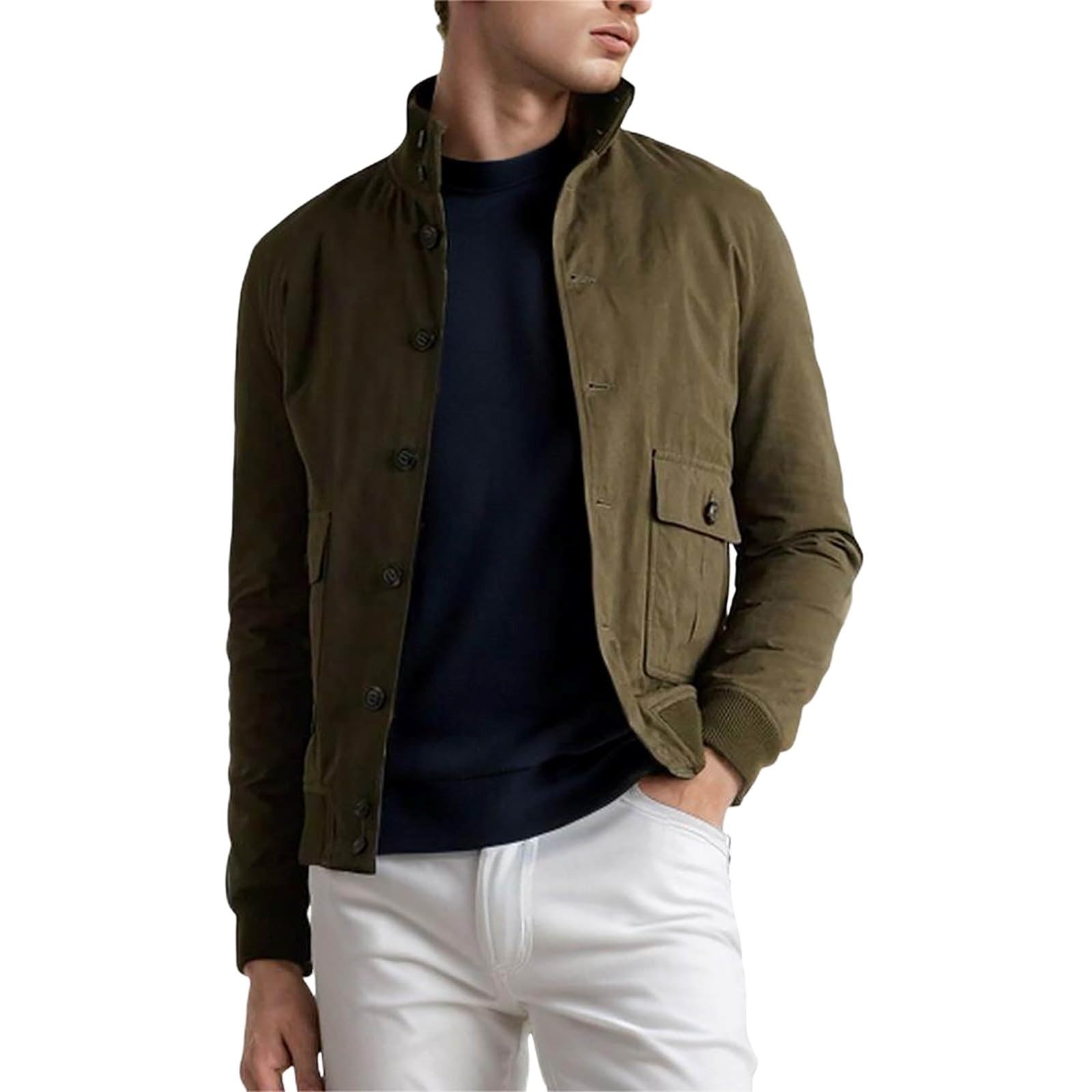 Generisch Sportjacke Damen Männliche Herbst Winter Tasche Kurze Jacke Gerippte Panel Design Langarm Stehkragen