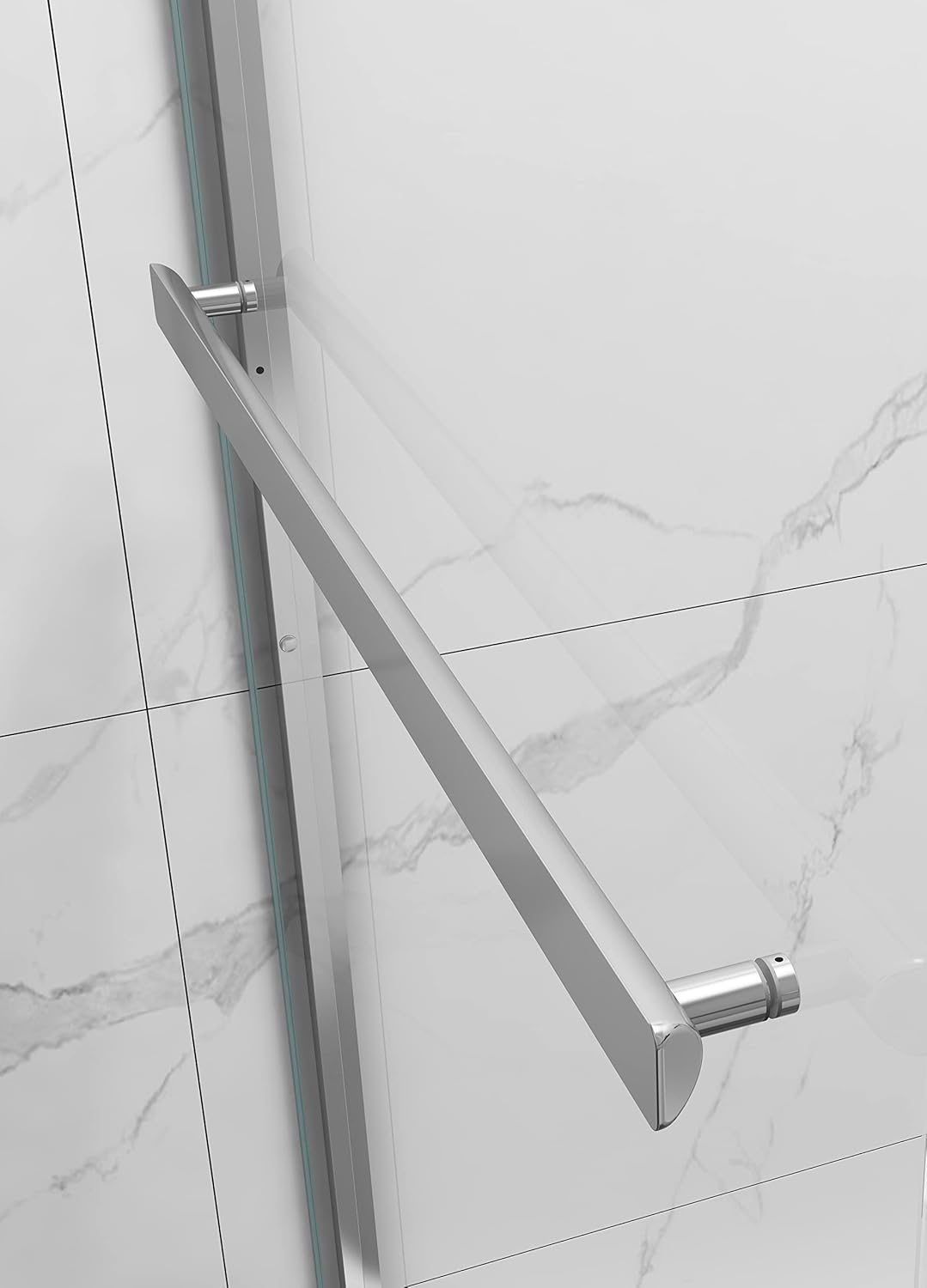 Sunrosa double sliding tub shower door installed in a modern bathroom