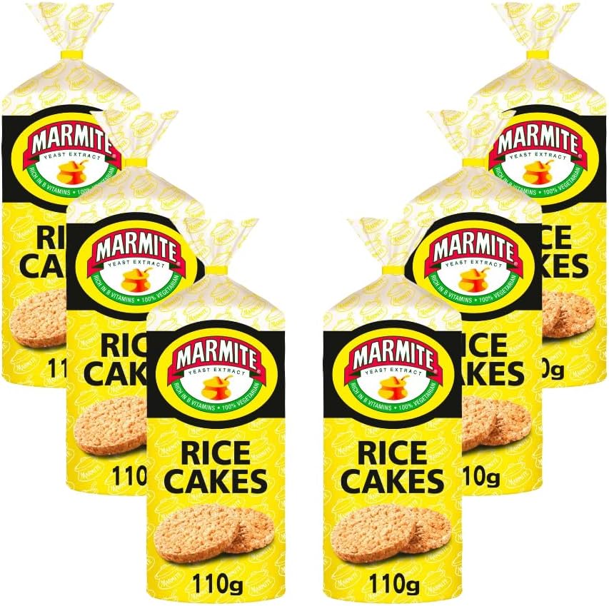 Rice Cake Bundle with Marmite Yeast Extract Rice Cakes 110g - 6 Pack | Rice Cakes with Marmite Yeast Extract, No Artificial Preservatives, Colours or Flavours.
