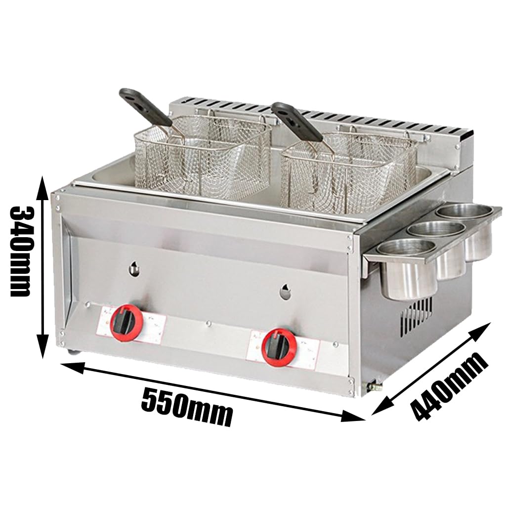 Freidora Industrial De 9 L, Freidora De Metano De Acero Inoxidable, Freidora De Un Solo Tanque, 1 Cesta para Freír, Rejilla para Condimentar, Quemador Metálico