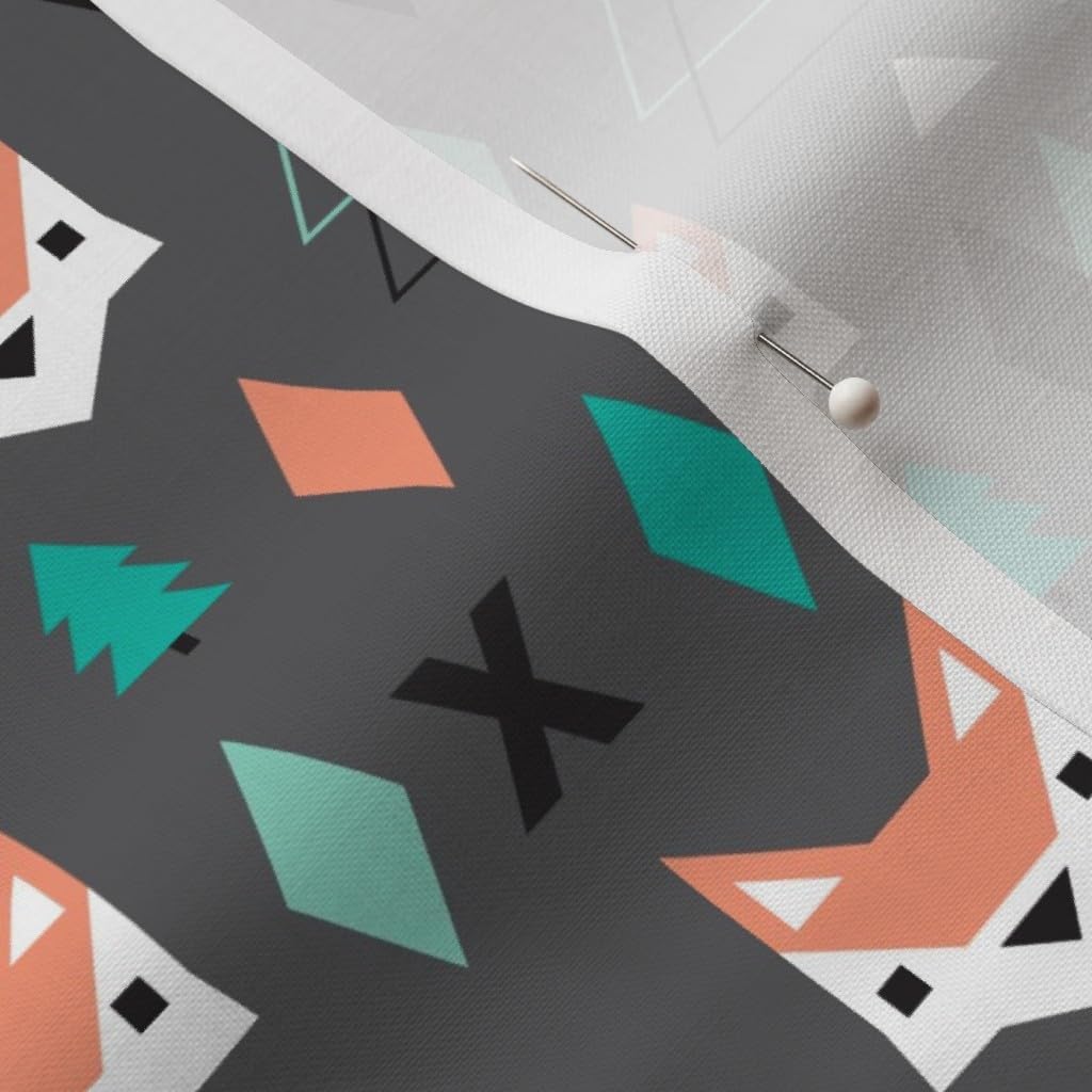 Spoonflower Fabric - Geometric, Fox, Pine Tree, Illustration, Woodland, Nursery, Triangle, Printed on Petal Signature Cotton Fabric by The Yard - Sewing Quilting Apparel Crafts Decor