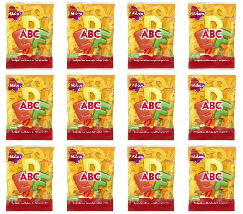 Malaco ABC Fruta Masticable Candy 12 paquetes de 2.47 oz