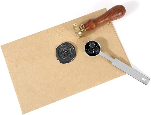 Miniatura 6 de Yoption - Juego de 300 cuentas de cera octágona, con 2 cucharas de fusión y 4 velas para sobres de invitación de boda, envoltura de regalo (negro)