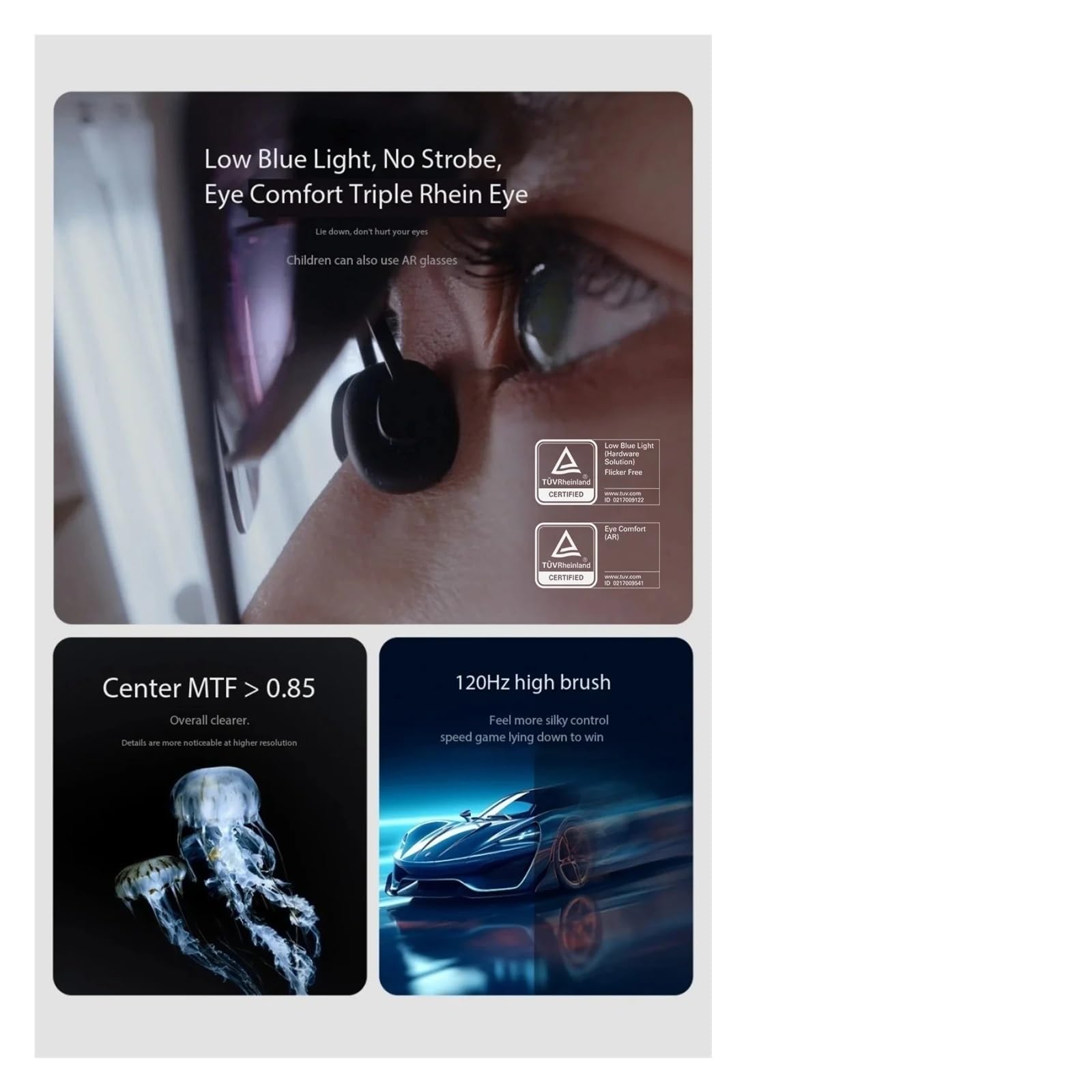 Compatible con Las Gafas de Realidad Aumentada RayNeo TCL Air 2S / Air 3S / Air 3S Pro. Pantalla Micro OLED. Gafas Inteligentes con frecuencia de actualización de 120 Hz. Cine Privado 3D HD.(Air 2S)