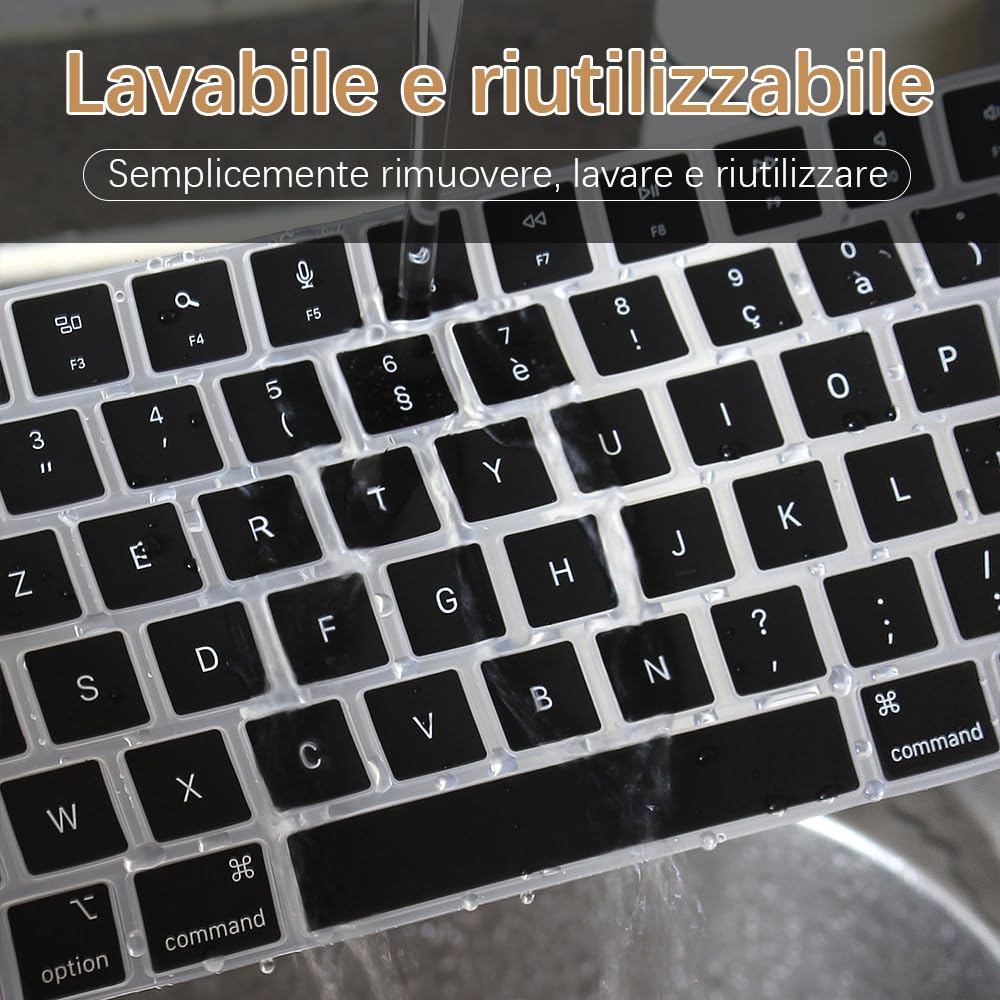 Protezione tastiera per MacBook Pro 14" (M5) 2025 con chip A3434 - Protezione tastiera - Accessorio (silicone nero italiano)