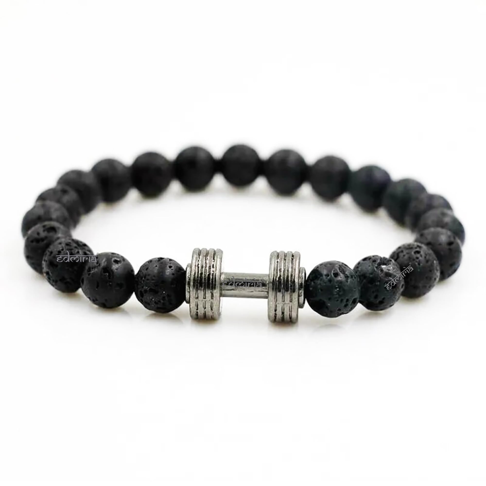 EDMIRIA Black Dumbbell Bracelet for Men Women Gym Bracelet Volcanic Lava Agate Onyx Stone Adjustable Natural Stone Beads Bracelet Fitness Barbell Jewelry(Lava - Gunmetal) (B0CK8GNHDD) Amazon Price History, Amazon Price Tracker