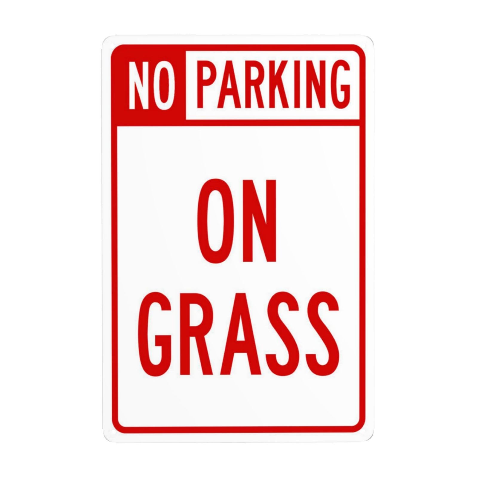 SMAZDFXX No Parking On Grass Metal Warning Signs, Cautions Security Tin Sign, Safety Posted Signs for Street Business Wall Decor 8"x12"