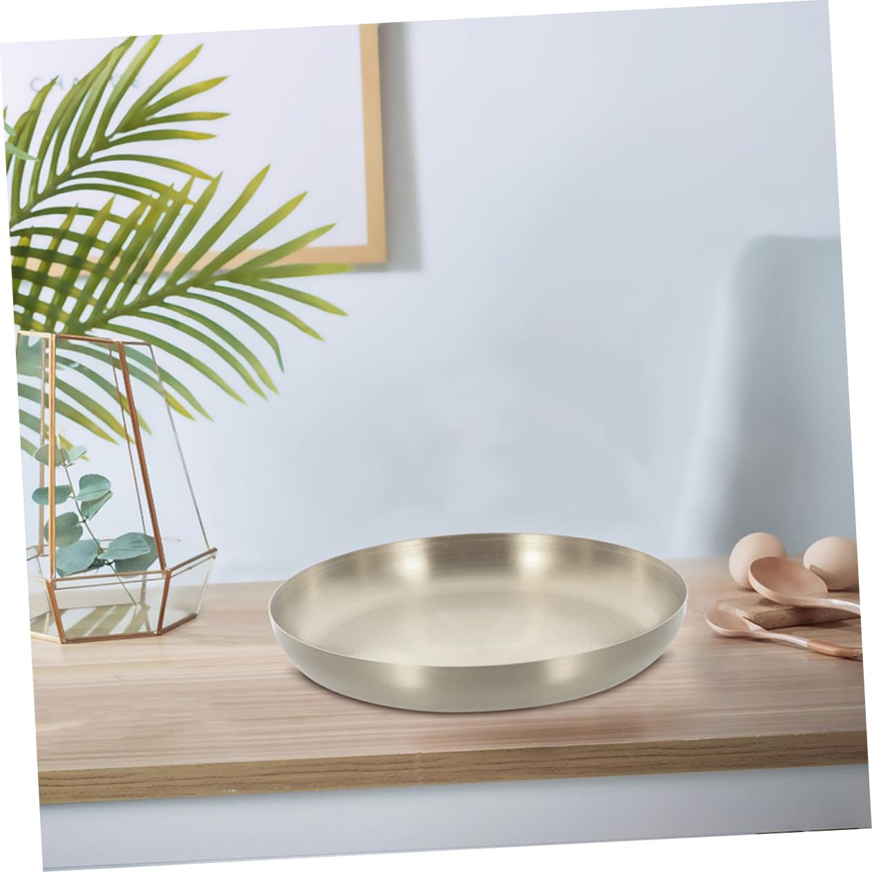 POPETPOP 3 Pièces Plateau de Service Acier Inoxydable Assiette Polyvalente pour Steak et Snack Design Moderne pour Famille Restaurant et